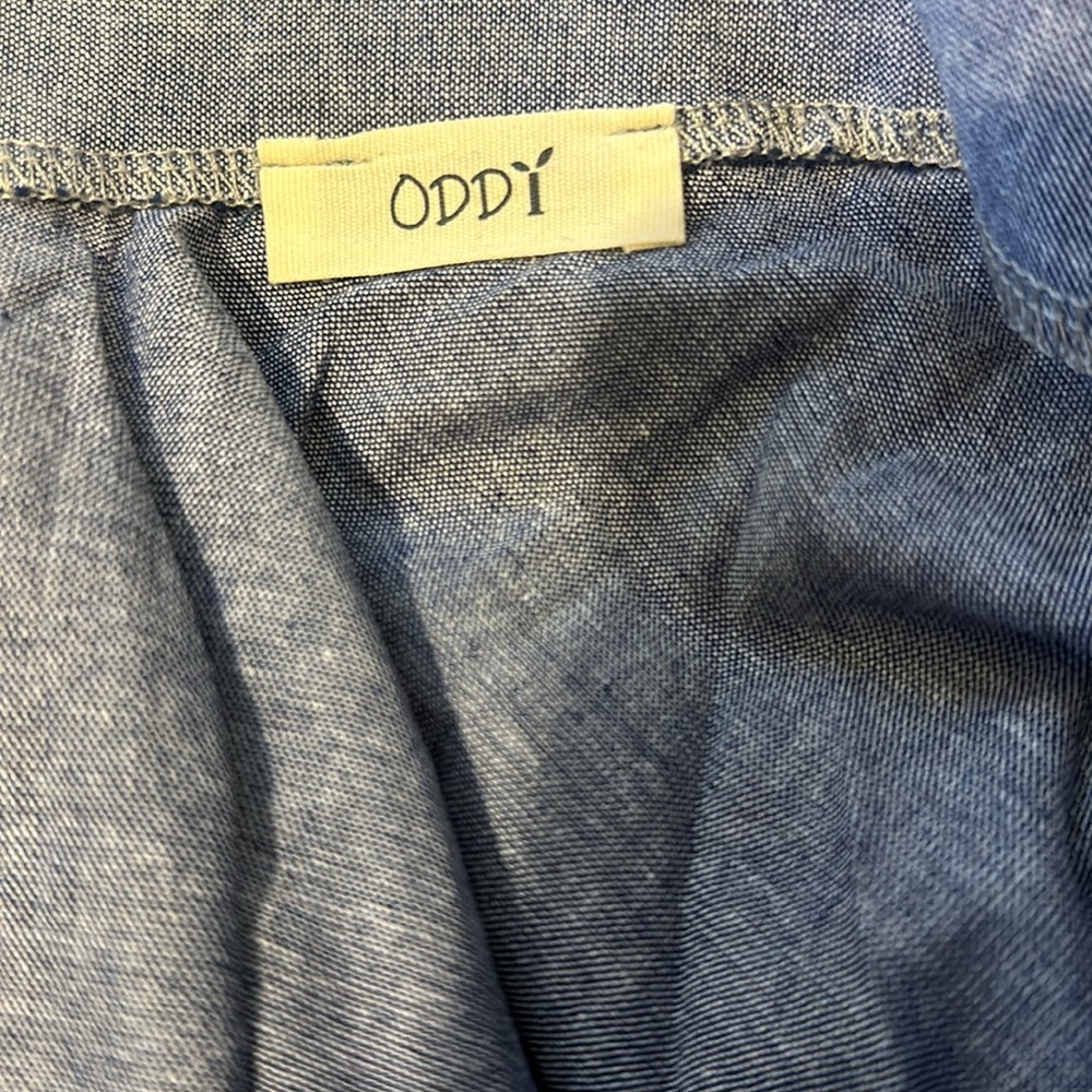 Oddy denim and plaid look handkerchief hem skirt - Picture 7 of 8